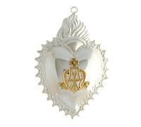 Holyart Ex Voto Cuore Argento 925 Ave Maria Oro e Fiamme