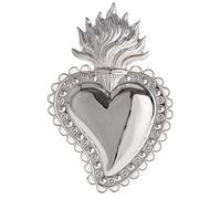 Holyart Ex Voto: Cuore votivo decoro floreale 10.5x7 cm, Metallo