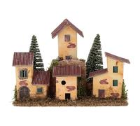 Holyart Gruppo Casette a schiera con pini 20x10x15 cm presepe 8-10 cm