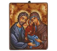 Holyart Icona Rumena Dipinta San Gioachino, Maria e Sant'Anna Mezzo Busto 22x18 cm