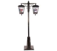 Holyart Lampione Nero Grigio Movimento Neve Due Lanterne Babbo Natale Pupazzo Neve 180 cm