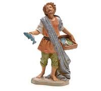 Holyart Pescatore con Rete e Pesci 19 cm Fontanini