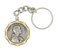 Holyart Portachiavi decagonale Ottone Oro Argento San Francesco 32 mm