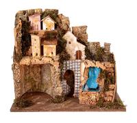 Holyart Presepe 40x45x30cm con luci e cascata con pompa presepe 8-10 cm