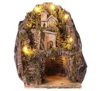 Holyart Presepe Napoletano: Borgo con grotta centrale e scalinata 35x25x25 cm