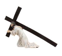 Holyart Presepe Pasquale: Gesù cade sotto il peso della croce statua resina 9 cm