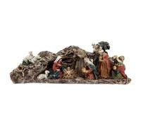 Holyart Presepe Resina e Stoffa: Presepe con grotta in resina colorata 30 cm
