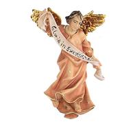 Holyart Presepe Val Gardena: Statuetta angelo rosso presepe Original legno dipinto Valgardena 10 cm