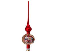 Holyart Puntale Albero Natale Rosso Satinato Neve Vetro soffiato 35 cm