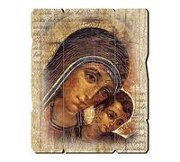 Holyart Quadro in Legno Sagomato Gancio Retro Icona Madonna del Kiko 35x30