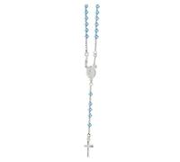 Holyart Rosari argento: Rosario rigido azzurro argento 925 indossabile grani 4 mm