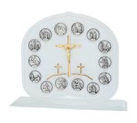 Holyart Scultura Via Crucis Vetro Bianco Croce Dorata 26x7x21 cm