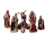 Holyart Set presepe completo resina 9 soggetti presepe 30 cm dipinto a mano