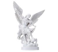 Holyart Statua San Michele Arcangelo Polvere Marmo Bianco 30 cm