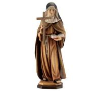 Holyart Statua Santa S. Angela da Foligno con Croce Legno Dipinto Val Gardena, 12 cm (4.73 INC.)