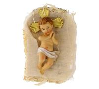 Holyart Statue Gesù Bambino: Bambinello con aureola e culla 10 cm