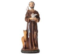 Holyart Statue in resina e PVC: San Francesco con tortore e cerbiatto in resina dipinta 20 cm