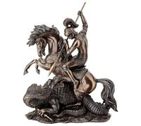 Holyart Statue in resina e PVC: San Giorgio combatte drago resina bronzata 30 cm