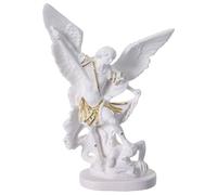 Holyart Statue in resina e PVC: San Michele statua resina bianca e oro 20 cm
