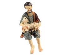 Holyart Statue per presepi: Pastore con pecora seduto presepe 8-10 cm