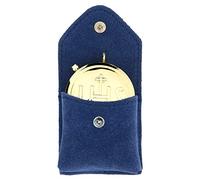 Holyart Teche Eucaristiche: Astuccio portateca camoscio Blu teca Oro IHS Bottone