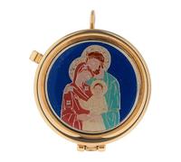 Holyart Teche Eucaristiche: Teca Eucaristica Sacra Famiglia Colorata Sfondo Blu 3x5 cm