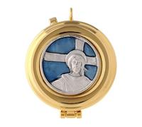 Holyart Teche Eucaristiche: Teca eucaristica Smalto ECCE Homo Croce diam. 5 cm