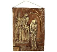 Holyart Via Crucis 15 stazioni Resina Marrone e Oro 35X28X1 cm