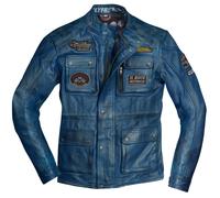 HolyFreedom Quattro Evolution Giacca in pelle da moto, blu, taglia 2XL per maschi