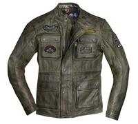 HolyFreedom Quattro Evolution Giacca in pelle da moto, Verde scuro, Taglia S