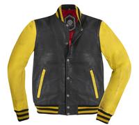 HolyFreedom Varsity College Giacca di pelle, nero-giallo, taglia M per maschi