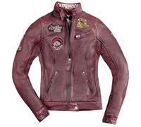 HolyFreedom Zero Giacca in pelle da moto da donna, Rosso Borgogna, Taglia XXL