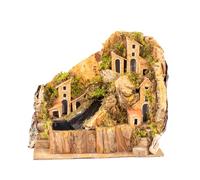 Holyhome Borgo con Ruscello per Presepe con case 20x14x20 cm (7,87x5,51x7,87 Inch), Prodotto Realizzato a MAno, Made in Italy (Ruscello Laterale)