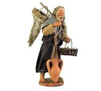 Holyhome Pescatore con rete per Presepe da 12 cm (4,72 Inch) Scala 1:15 - Presepe Napoletano in Terracotta Vestita, Realizzato e Dipinto a Mano, Made in Italy