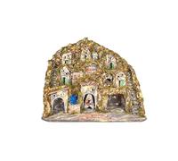 Holyhome Presepe Pandorino Napoletano75x60x60 cm (29,52x23,62x23,62 Inch) con luci e cascata, Realizzato e Dipinto a Mano, Made in Italy