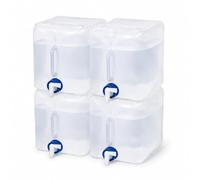 Holyhome Tanica Acqua 2 Pezzi Pieghevole 10 Litri (20 lt Totali) PE Trasparente | Campeggio, Emergenza, Outdoor | Rubinetto, Salvaspazio, Leggera | 19x20x25cm
