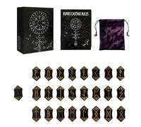 Holz Runen Set | Wahrsage Runen Mit Anleitungsbuch | Energie Symbol Meditationshilfe Mythologie Accessoire Für Camping Geschenk Familie Freunde Kollegen
