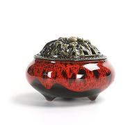 Holz Sammlung Bruciatore per Porta Incenso in Ceramica Portatile - Diffusore Con Bastone in Ottone Calabash per Yoga, Ufficio - Idea Regalo Creativa per Arredamento