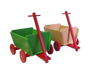 Holz-Wenzel 350053 - Carro di Babbo Natale Segreto in Legno, ca. 36 cm, carro per Bambini con 4 Ruote e maniglione, Dipinto di Rosso, a Partire da 18 Mesi