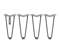 HOLZBRINK Gambe in metallo modello hairpin antracite 25 cm (4 pezzi) HLT-12A | Gambe per credenza, scaffale e mobili fai da te | Design vintage, stile industriale, resistenza elevata