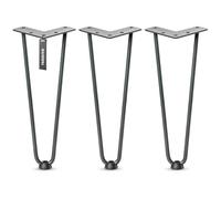 HOLZBRINK Gambe in metallo modello hairpin antracite 30 cm (3 pezzi) HLT-12A | Gambe per credenza, scaffale e mobili fai da te | Design vintage, stile industriale, resistenza elevata