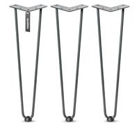 HOLZBRINK Gambe in metallo modello hairpin antracite 43 cm (3 pezzi) HLT-12A | Gambe per panca, tavolino e mobili fai da te | Design vintage, stile industriale, resistenza elevata
