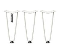 HOLZBRINK Gambe in metallo modello hairpin avorio 25 cm (3 pezzi) HLT-12A | Gambe per credenza, scaffale e mobili fai da te | Design vintage, stile industriale, resistenza elevata