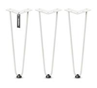 HOLZBRINK Gambe in metallo modello hairpin avorio 35 cm (3 pezzi) HLT-12A | Gambe per panca, tavolino e mobili fai da te | Design vintage, stile industriale, resistenza elevata