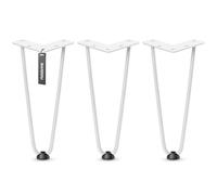 HOLZBRINK Gambe in metallo modello hairpin bianco 25 cm (3 pezzi) HLT-12A | Gambe per credenza, scaffale e mobili fai da te | Design vintage, stile industriale, resistenza elevata