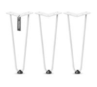 HOLZBRINK Gambe in metallo modello hairpin bianco 30 cm (3 pezzi) HLT-12A | Gambe per credenza, scaffale e mobili fai da te | Design vintage, stile industriale, resistenza elevata