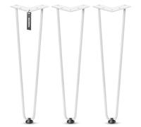 HOLZBRINK Gambe in metallo modello hairpin bianco 43 cm (3 pezzi) HLT-12A | Gambe per panca, tavolino e mobili fai da te | Design vintage, stile industriale, resistenza elevata