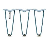 HOLZBRINK Gambe in metallo modello hairpin blu cenere 25 cm (3 pezzi) HLT-12A | Gambe per credenza, scaffale e mobili fai da te | Design vintage, stile industriale, resistenza elevata