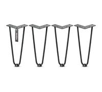 HOLZBRINK Gambe in metallo modello hairpin nero 25 cm (4 pezzi) HLT-12A | Gambe per credenza, scaffale e mobili fai da te | Design vintage, stile industriale, resistenza elevata