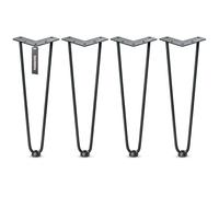HOLZBRINK Gambe in metallo modello hairpin nero 35 cm (4 pezzi) HLT-12A | Gambe per panca, tavolino e mobili fai da te | Design vintage, stile industriale, resistenza elevata